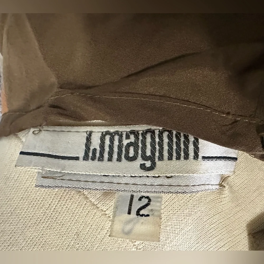 I Magnin Nicole LTD Vintage Silk Artistic Floral Long Sleeve Dress Size 12 - Picture 7 of 8